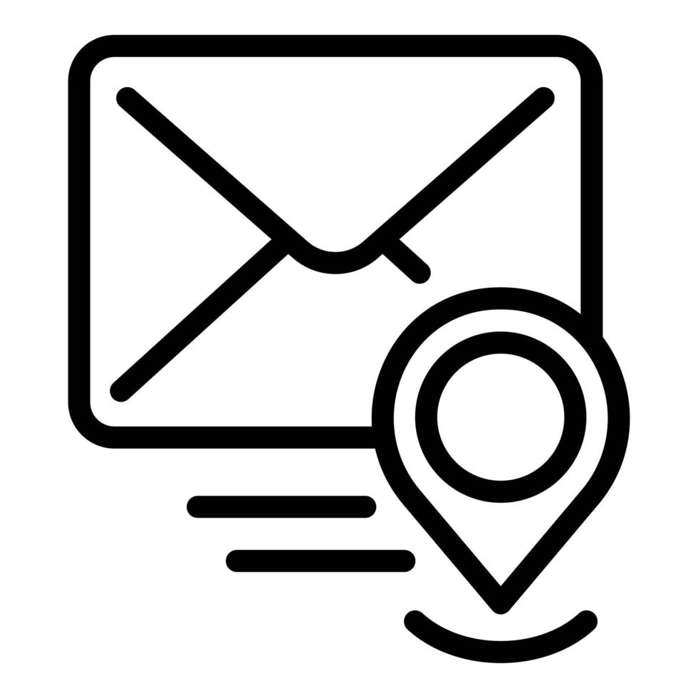 icono de pin gps de correo, estilo de esquema vector