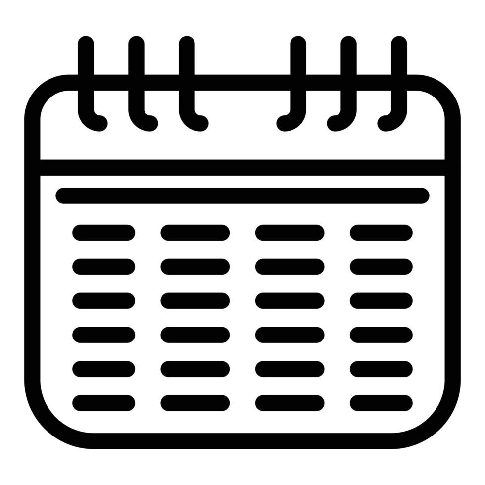 icono de adelgazamiento del calendario, estilo de esquema vector