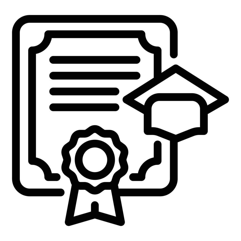 High degree diploma icon, outline style vector