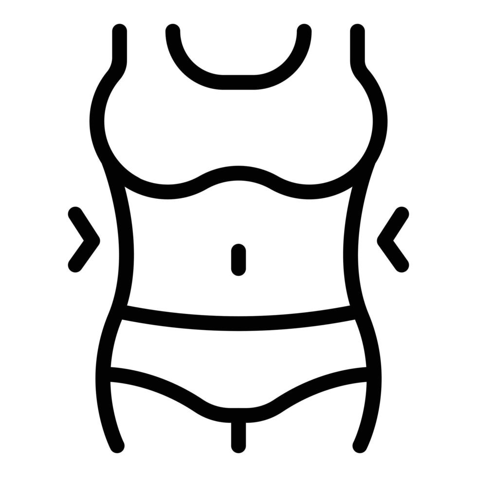 icono de adelgazamiento de mujer, estilo de esquema vector