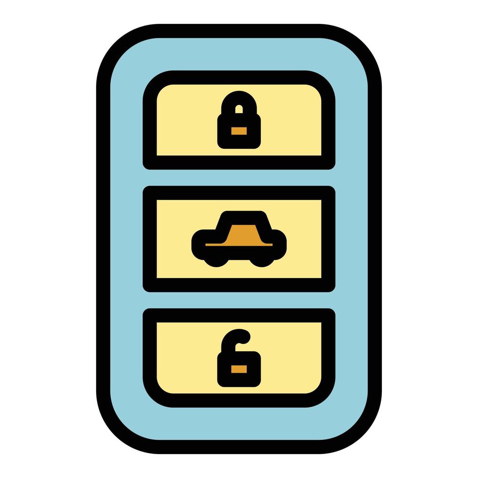 Lock smart key car icon color outline vector