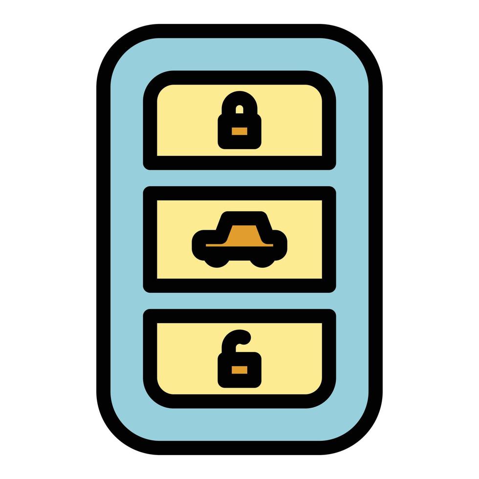 Lock smart key car icon color outline vector