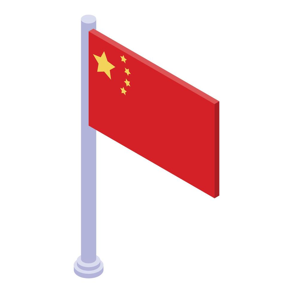 icono de bandera china de guerra comercial, estilo isométrico vector