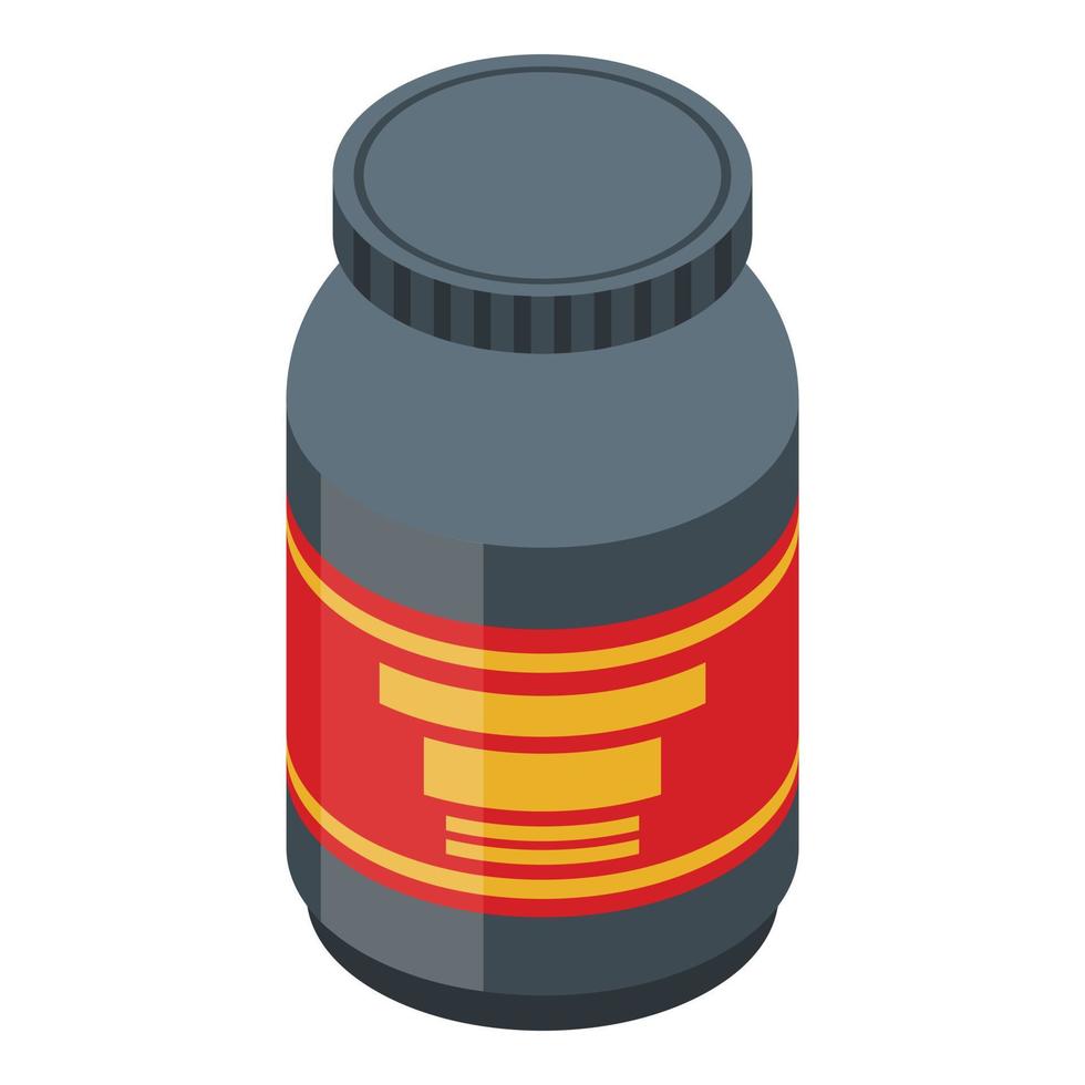 Protein sport jar icon, isometric style vector