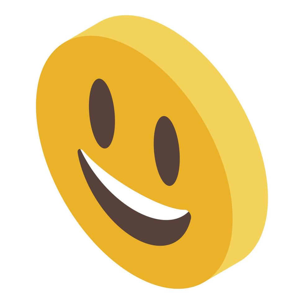 Smiling emoji reputation icon, isometric style vector