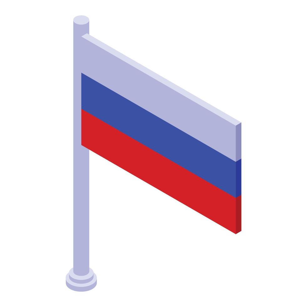 icono de la bandera de rusia de la guerra comercial, estilo isométrico vector