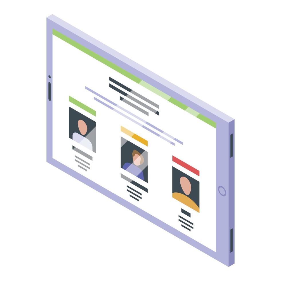 Tablet advertising reputation icon, isometric style vector