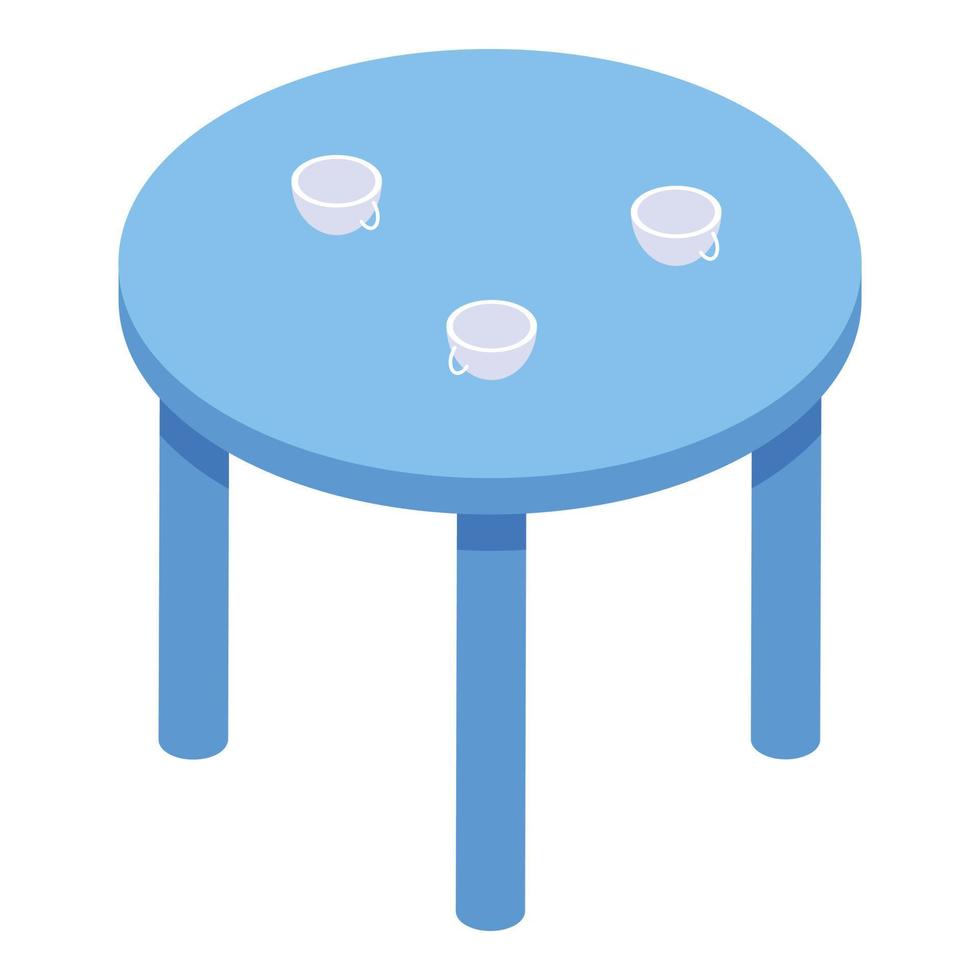 icono de mesa redonda para niños, estilo isométrico vector
