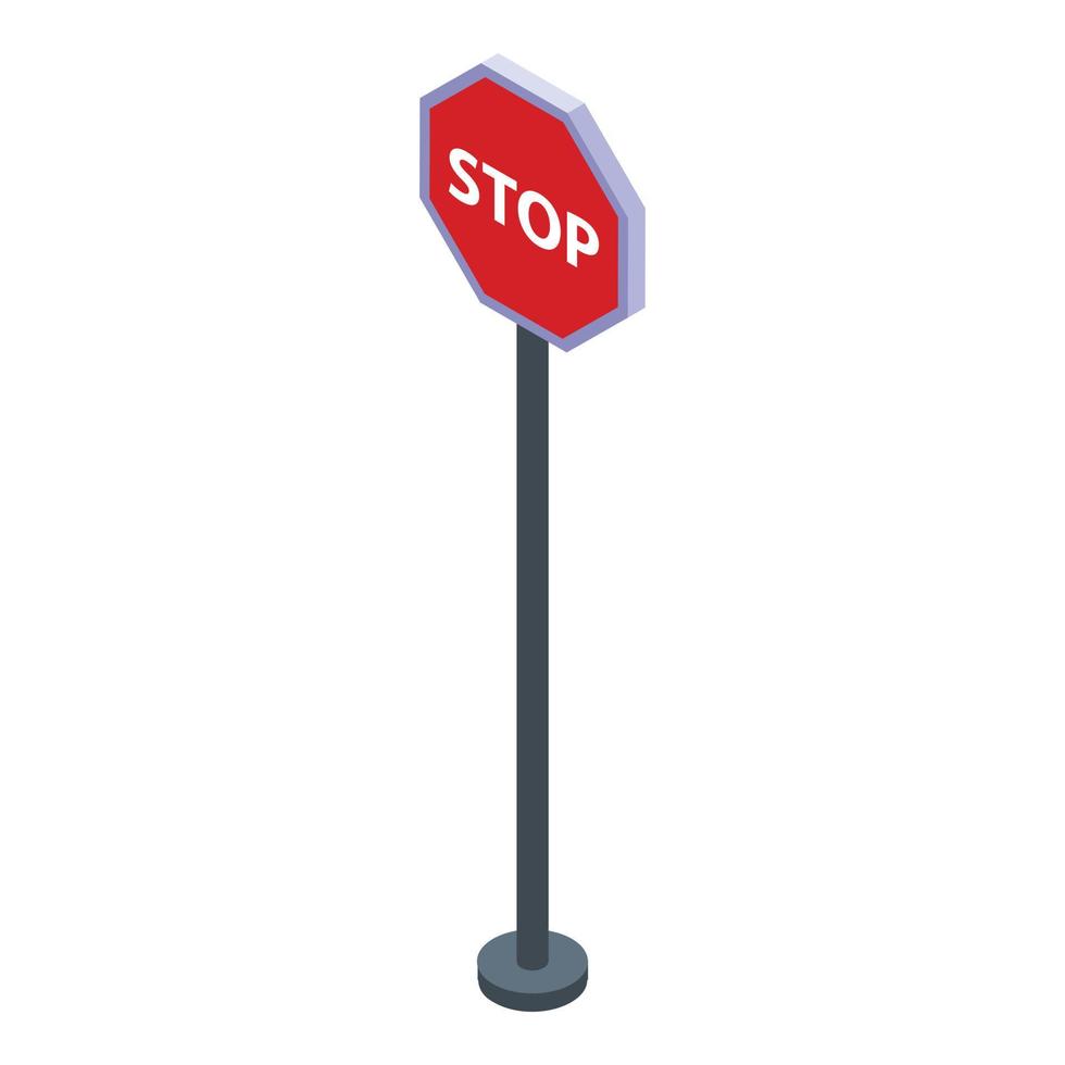 Stop road sign icon, isometric style vector