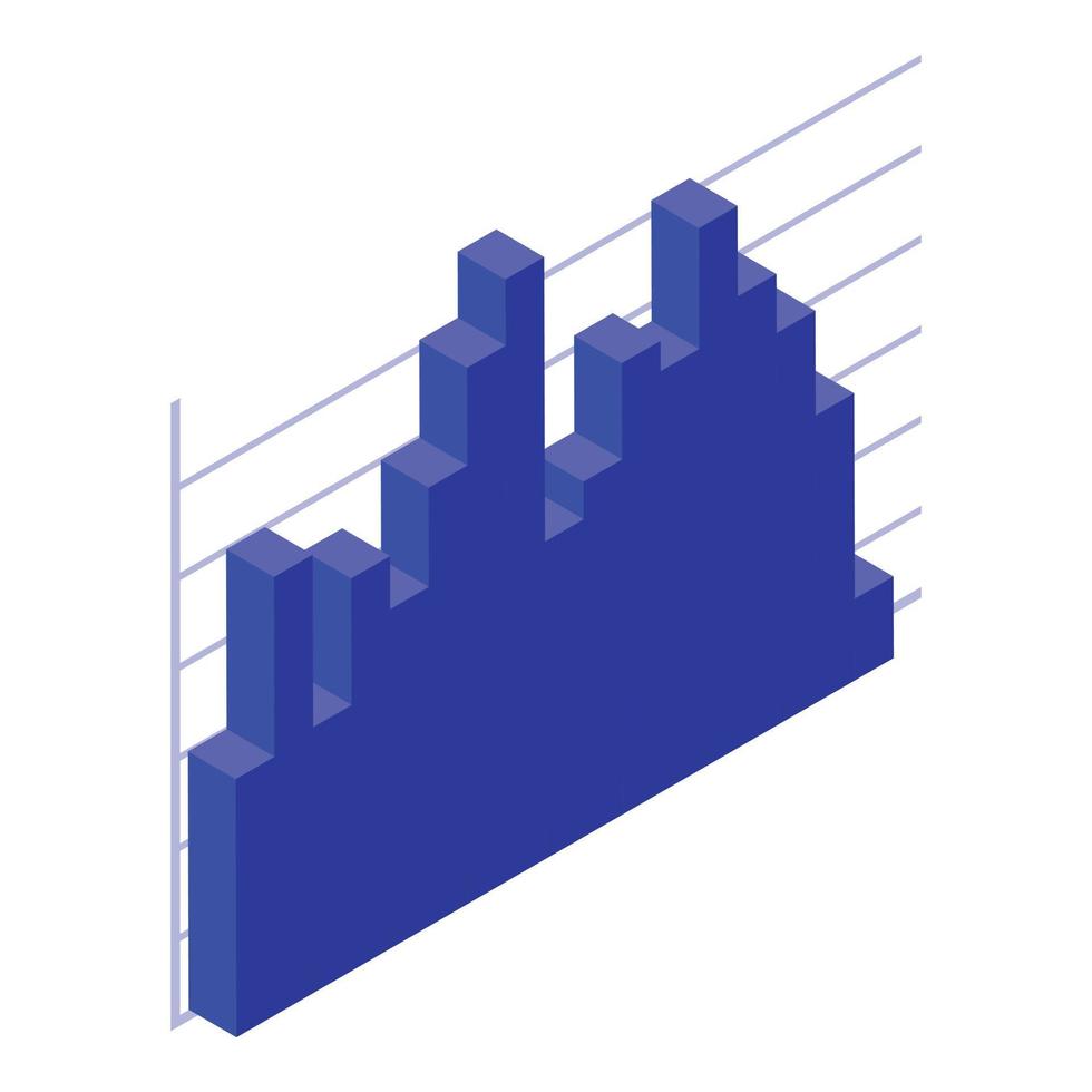 Blue graph chart icon, isometric style vector