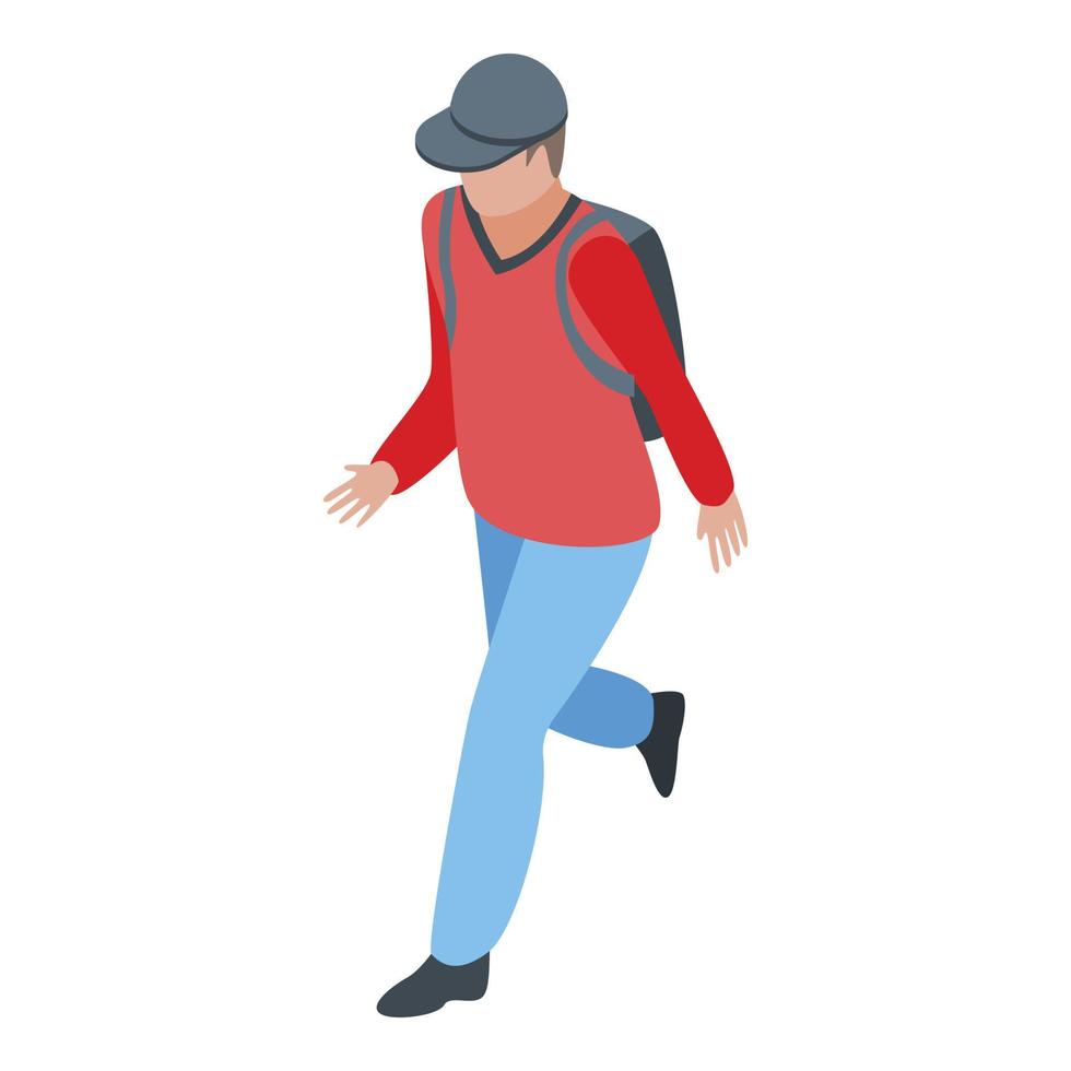 icono de inmigrante corriendo, estilo isométrico vector