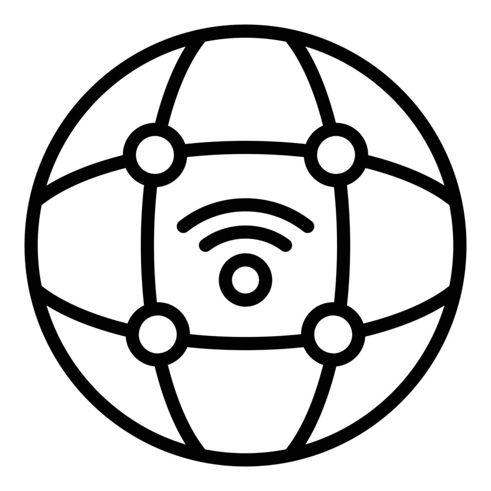 Global wifi internet icon, outline style vector