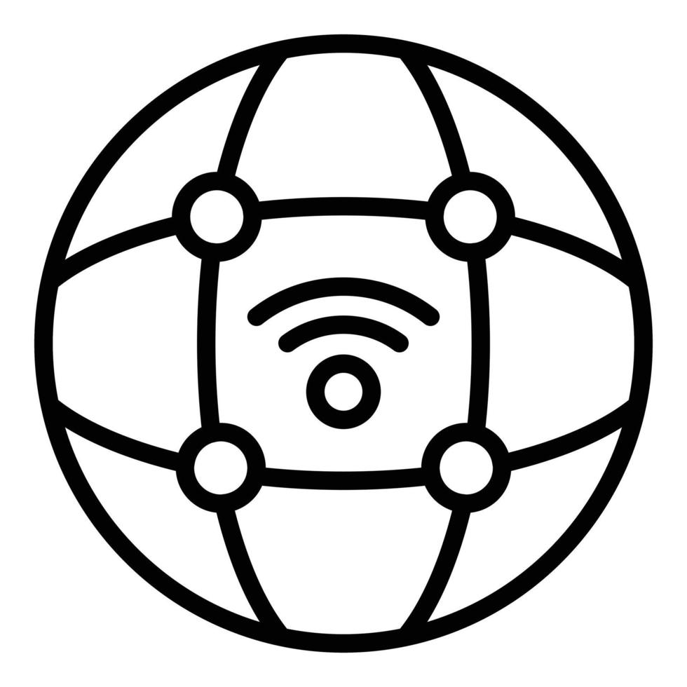 Global wifi internet icon, outline style vector