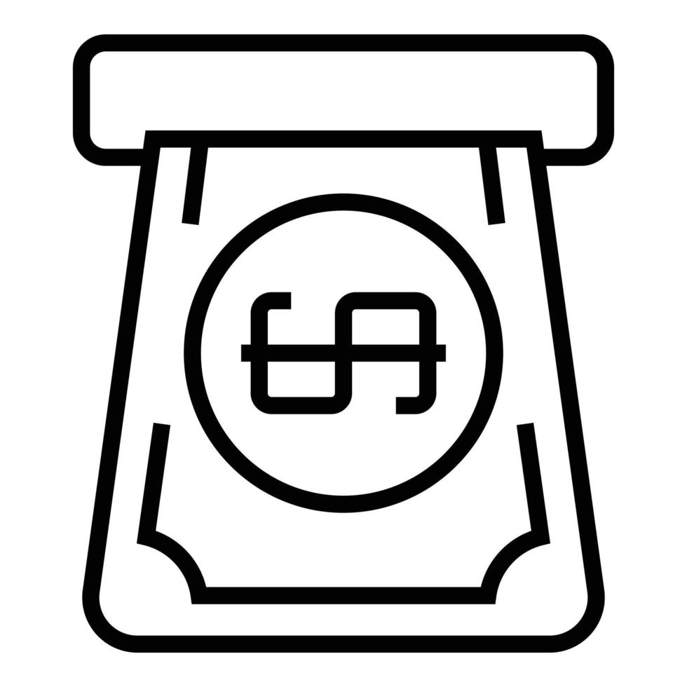 Subway money ticket icon, outline style vector