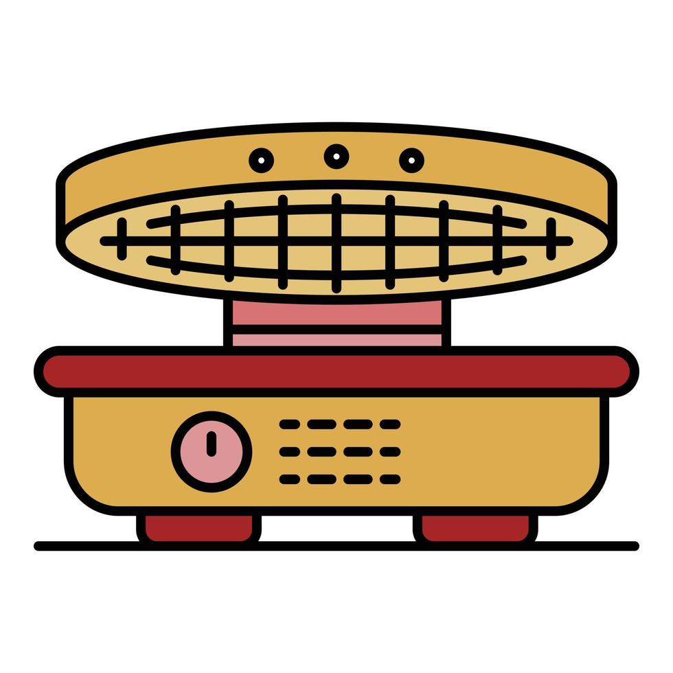 vector de contorno de color de icono de waffle-iron