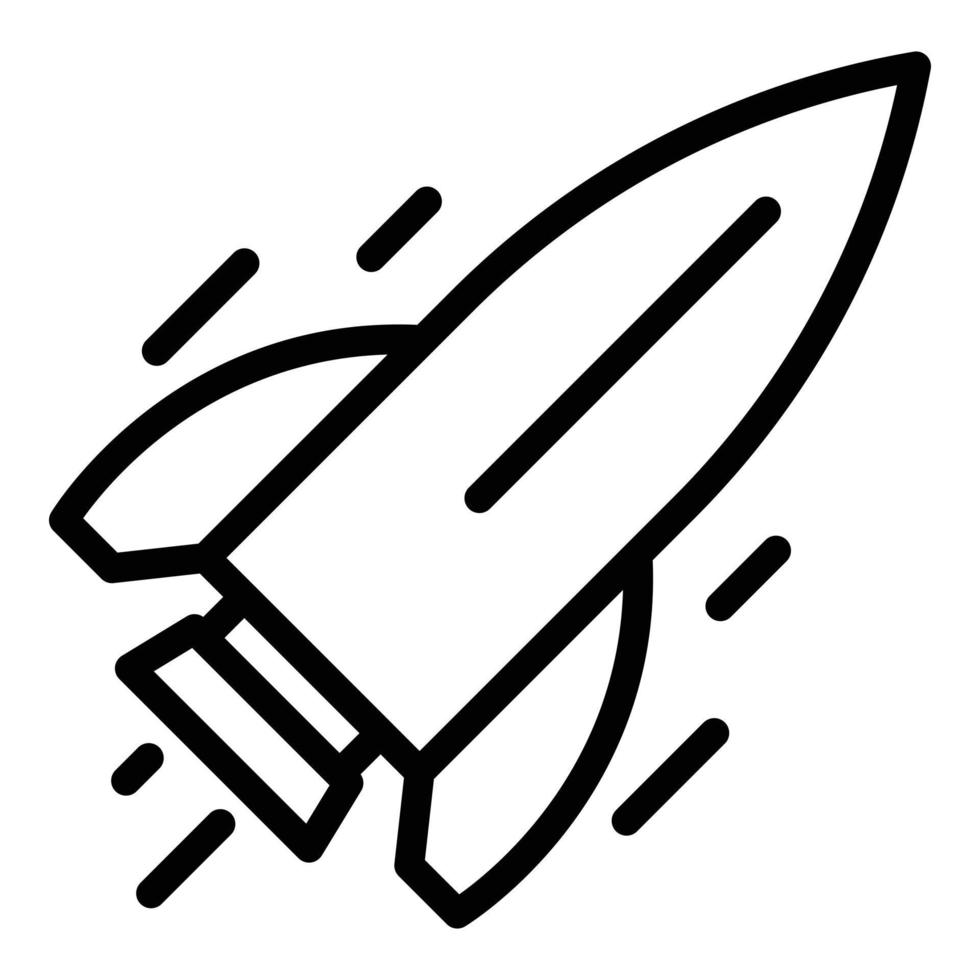 Rocket toy icon outline vector. Spaceship flame vector