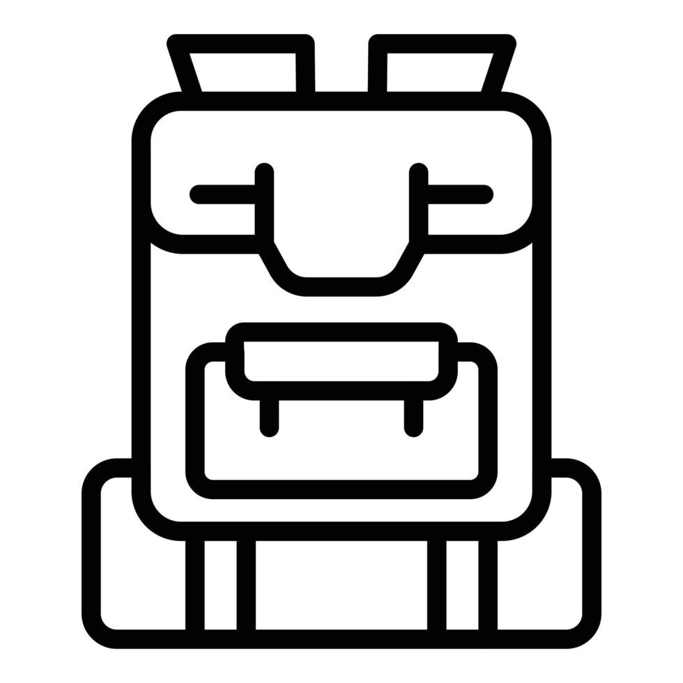 Campsite backpack icon, outline style vector