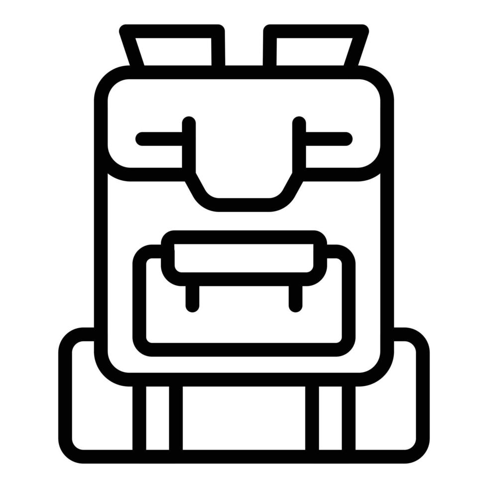 Campsite backpack icon, outline style vector