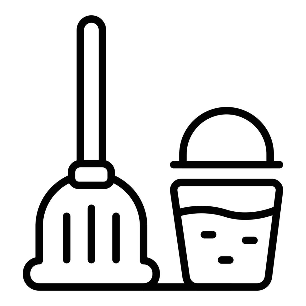 Cleaning mop bucket icon, outline style vector