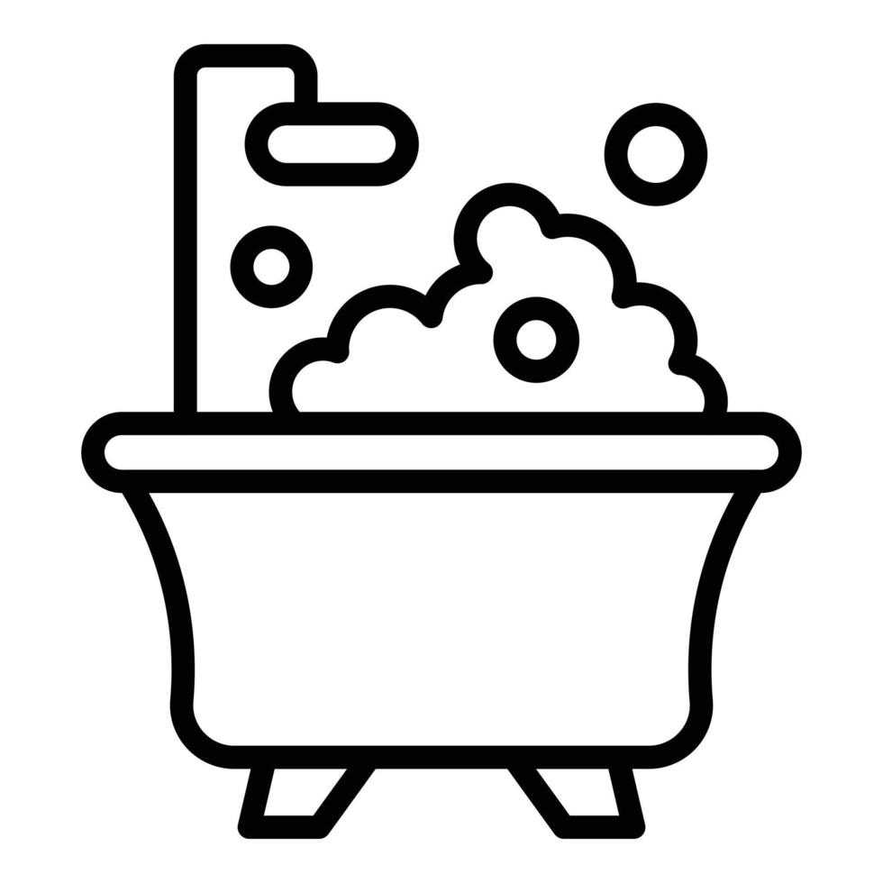 Morning foam bathtub icon, outline style vector