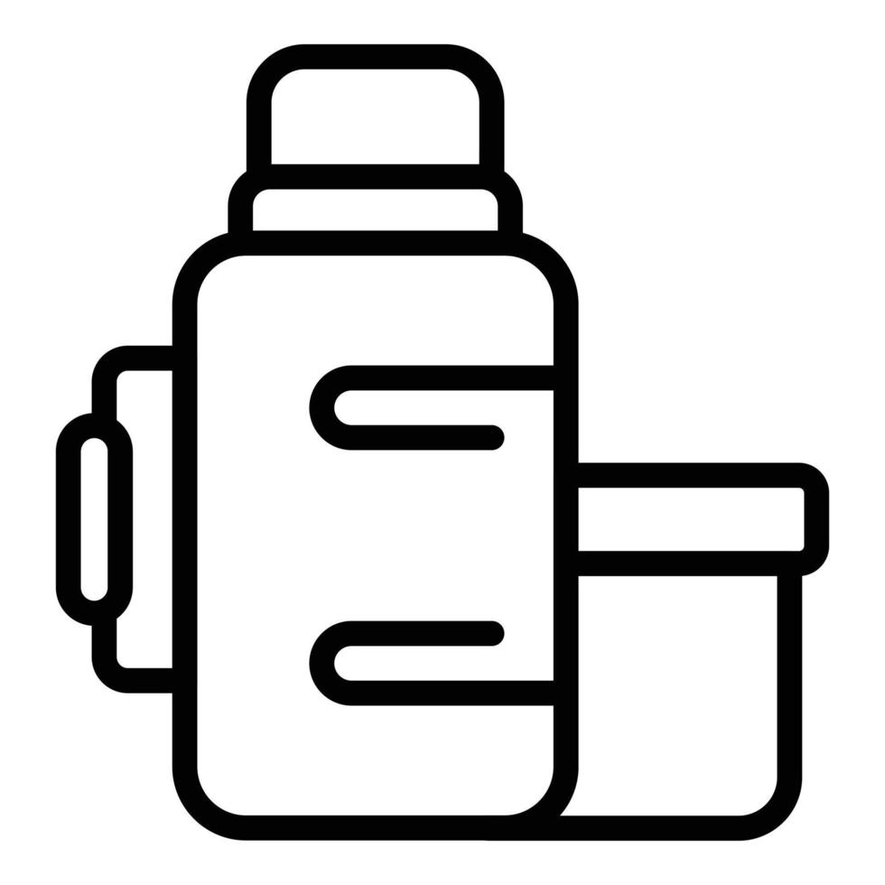 icono de botella de termo de camping, estilo de esquema vector