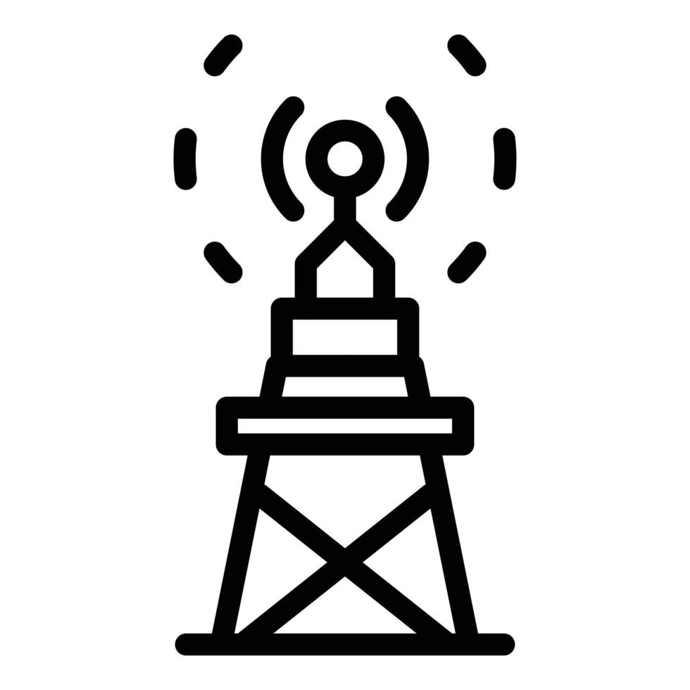 vector de contorno de icono de torre de radio. transmisión de difusión