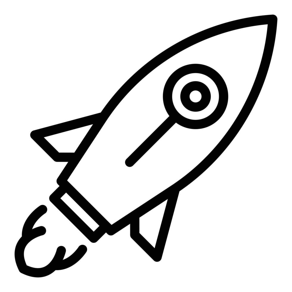Flying rocket icon, outline style vector