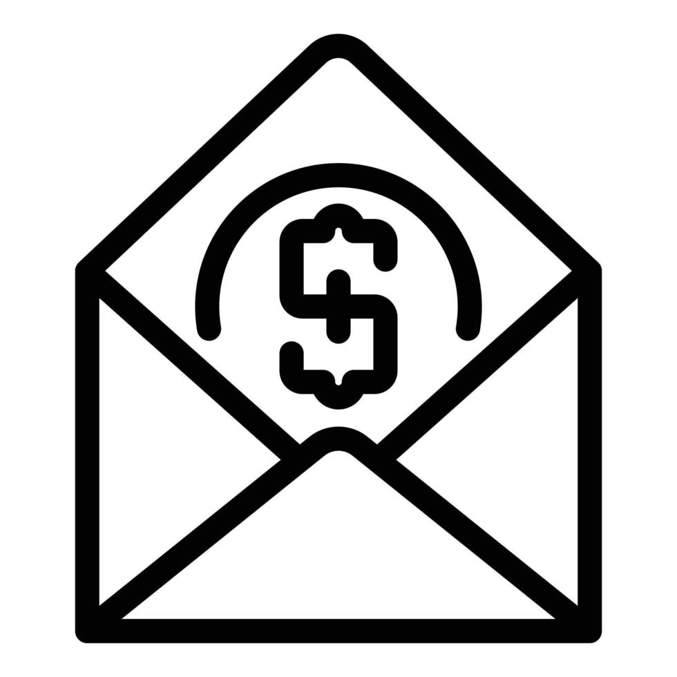 Envelope money icon, outline style vector