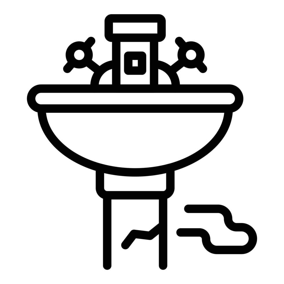 Broken sink icon, outline style vector