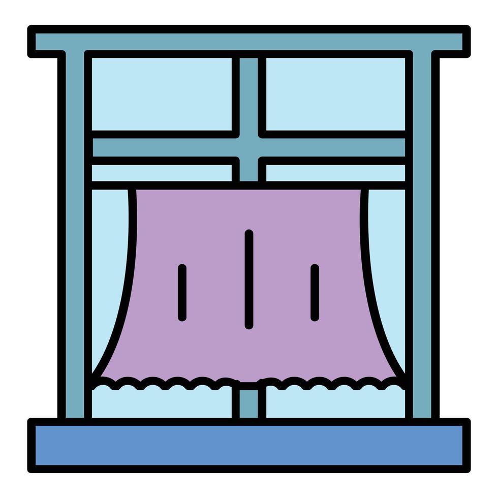 Room window curtain icon color outline vector