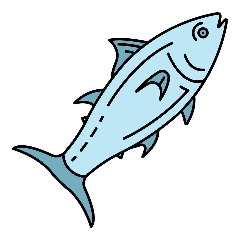 Tuna fish icon color outline vector