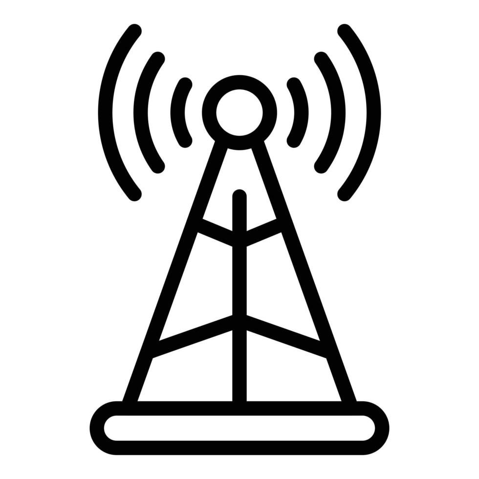 Signal tower icon, outline style vector