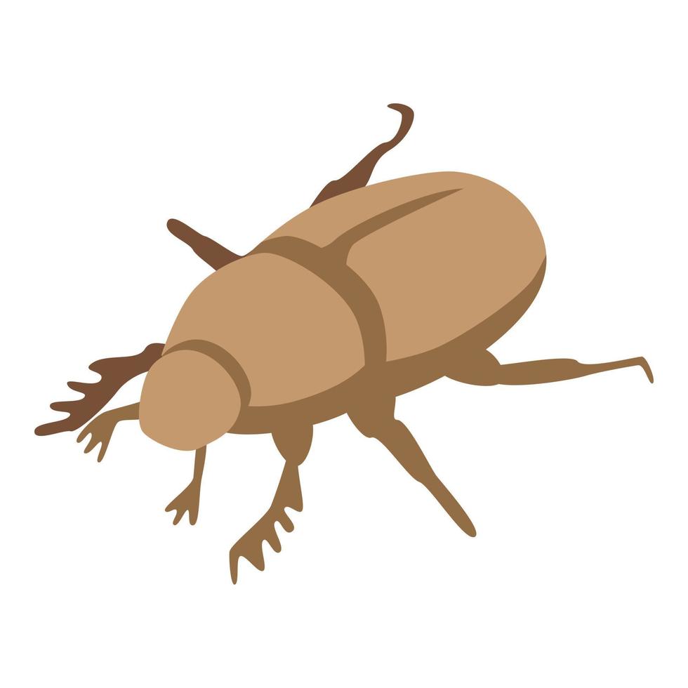 Brown scarab icon, isometric style vector