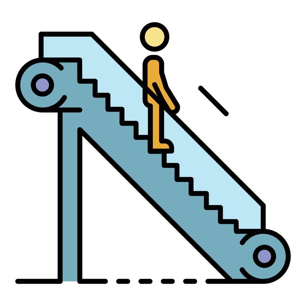 vector de contorno de color de icono de escalera mecánica de hombre