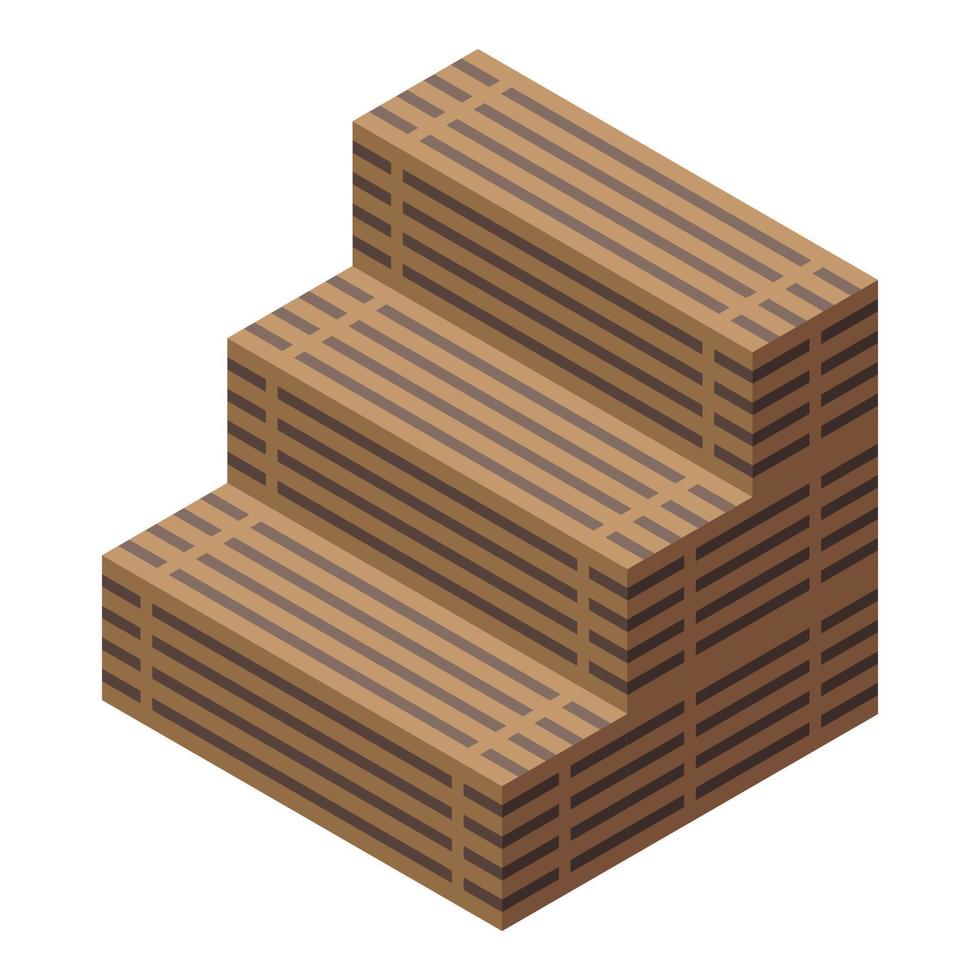 Wood sauna icon, isometric style vector