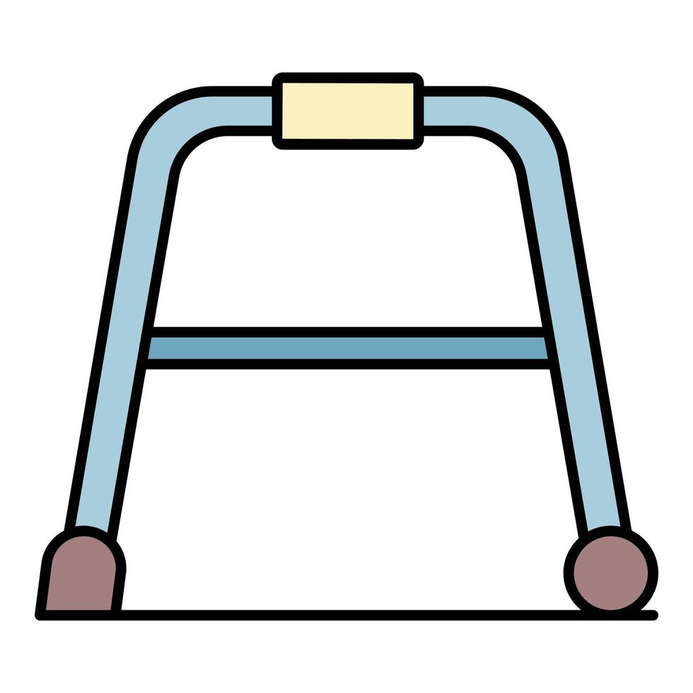 Senior walker icon color outline vector