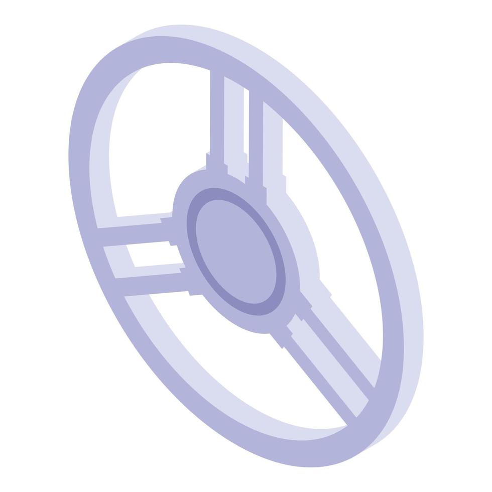 White steering wheel icon, isometric style vector