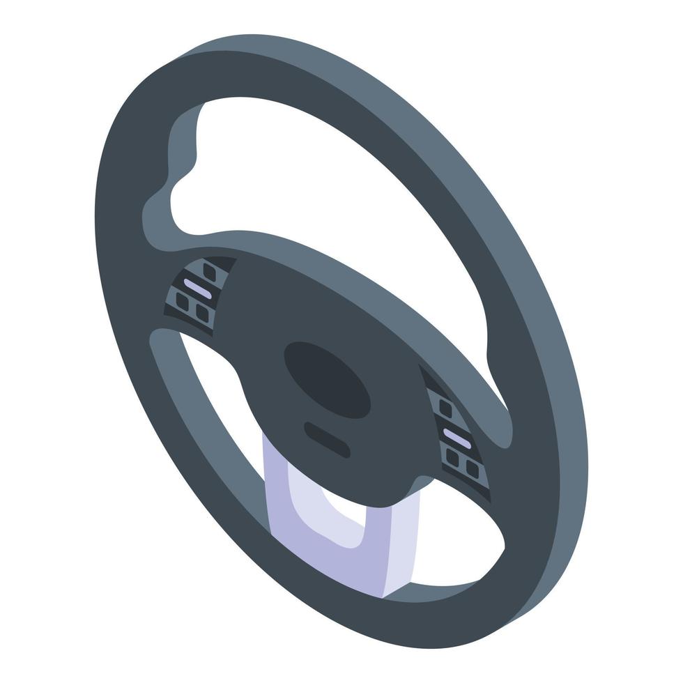 Smart steering wheel icon, isometric style vector