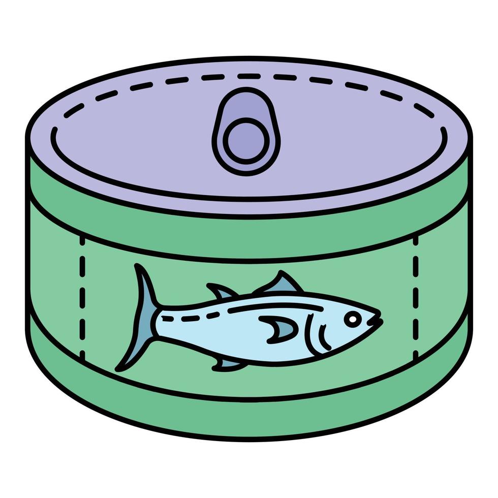 Tuna tin can icon color outline vector