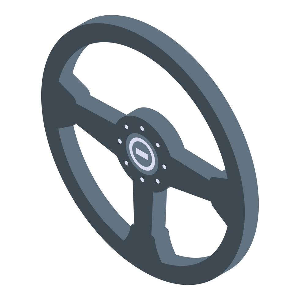 Racing steering wheel icon, isometric style vector