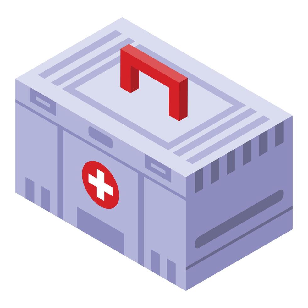 Sport doctor first aid kit icon, isometric style vector