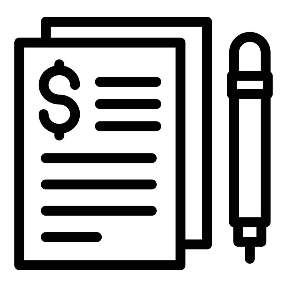 Financial contract icon, outline style vector