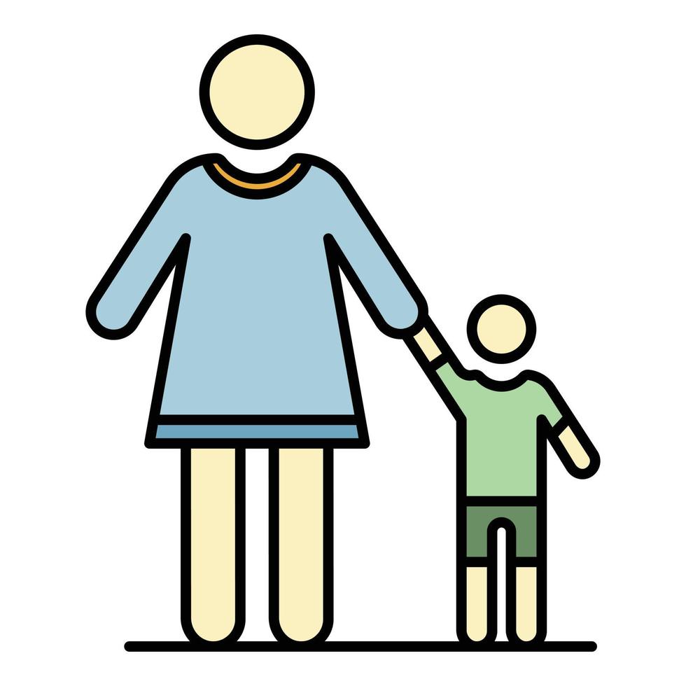 Grandmother with nephew icon color outline vector