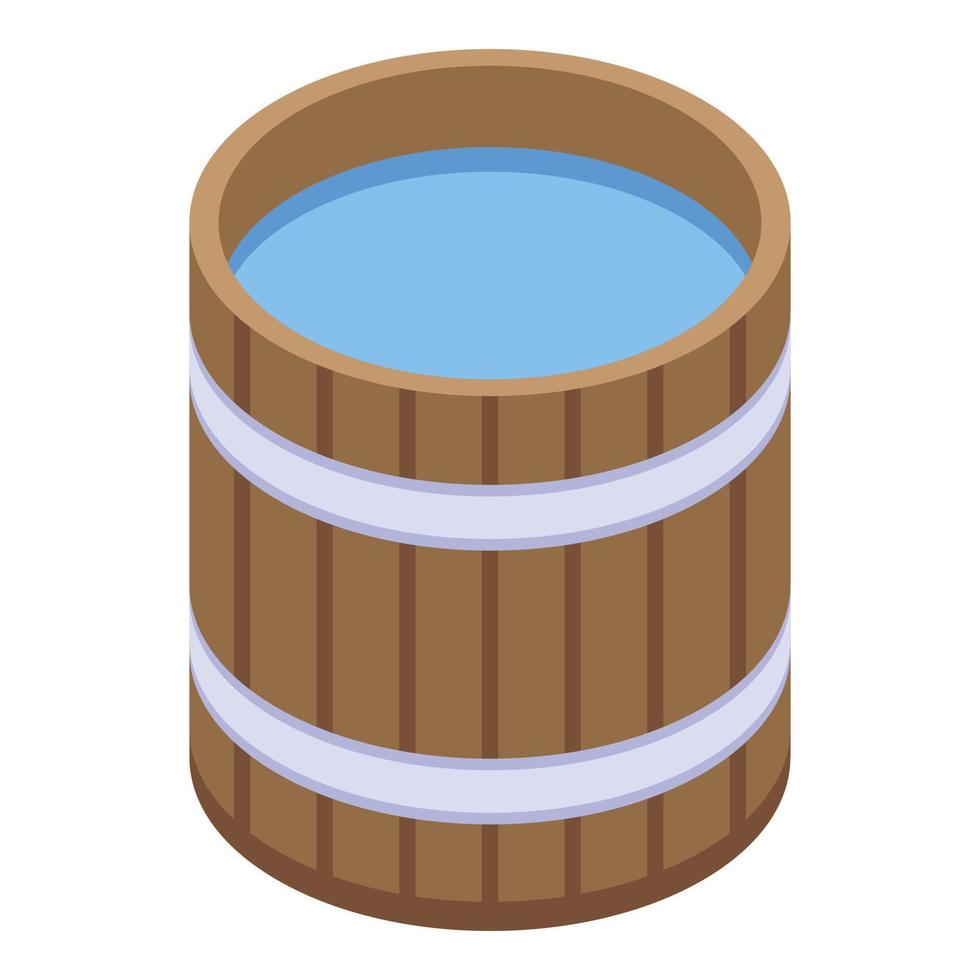 Sauna water bucket icon, isometric style vector