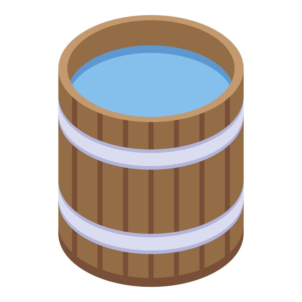 icono de cubo de agua de sauna, estilo isométrico vector