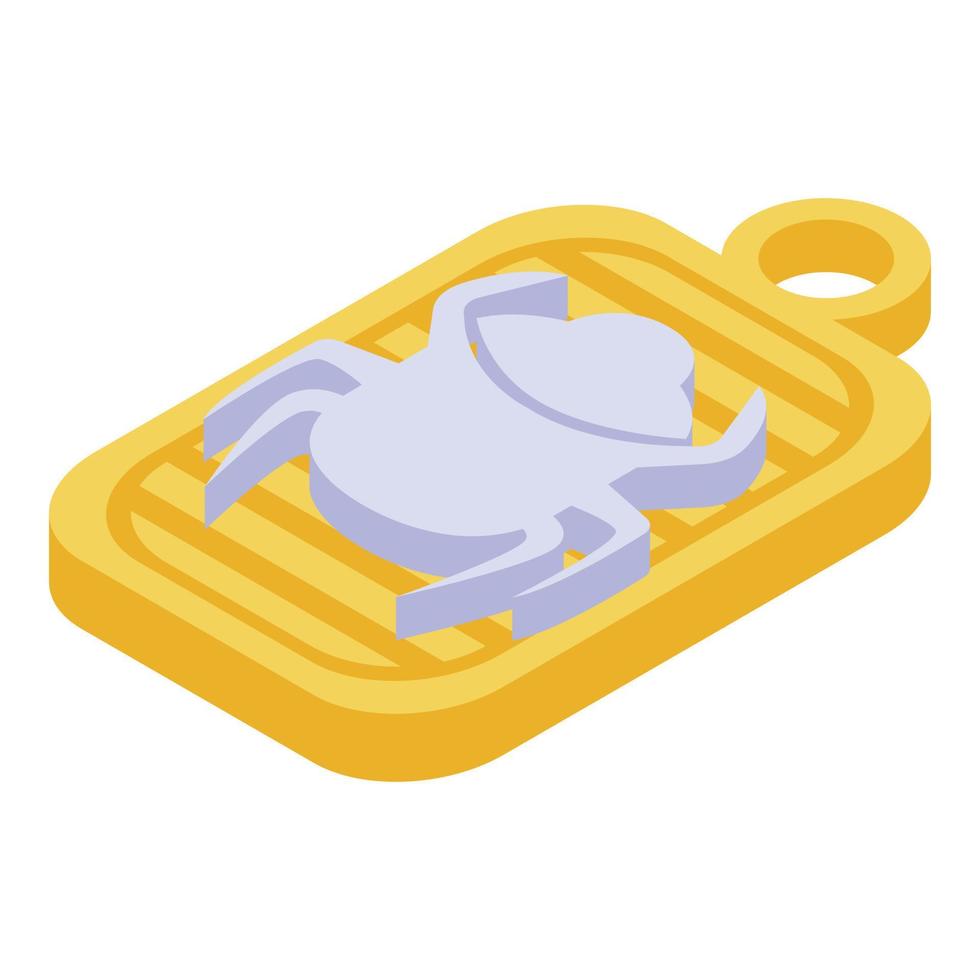 Gold scarab medallion icon, isometric style vector