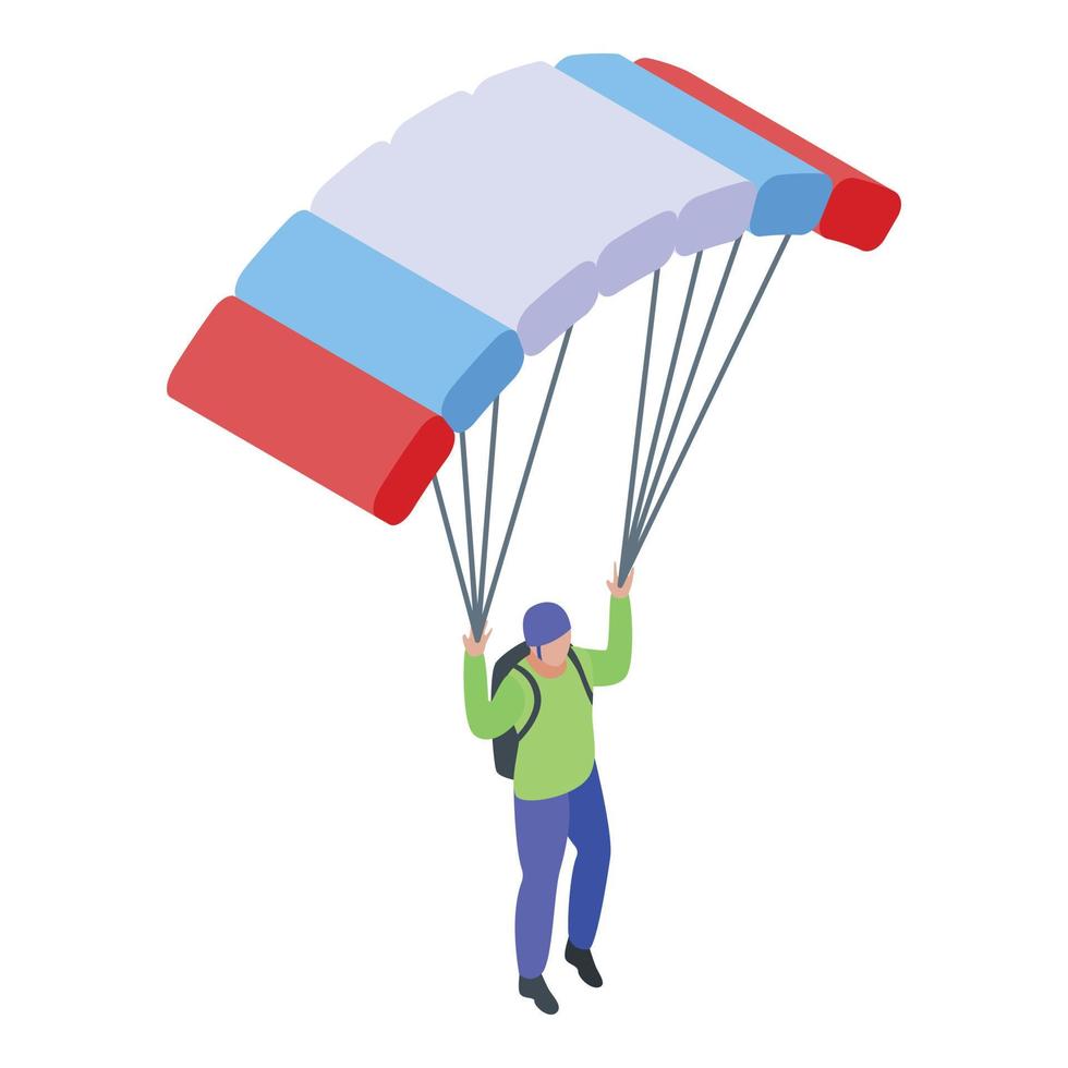 Jump parachuter icon, isometric style vector