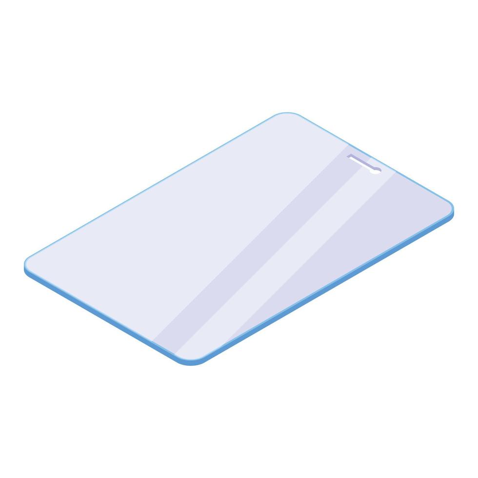 Tablet protective glass icon, isometric style vector