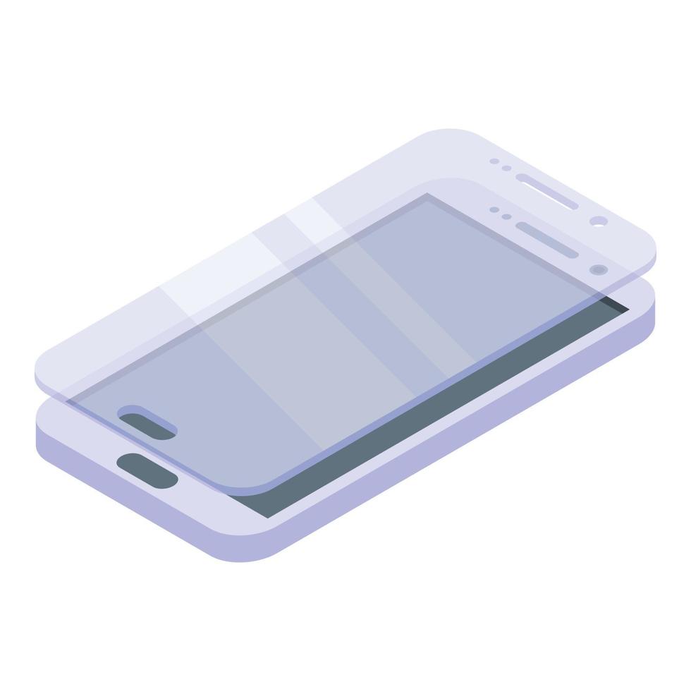 Drop protective glass phone icon, isometric style vector