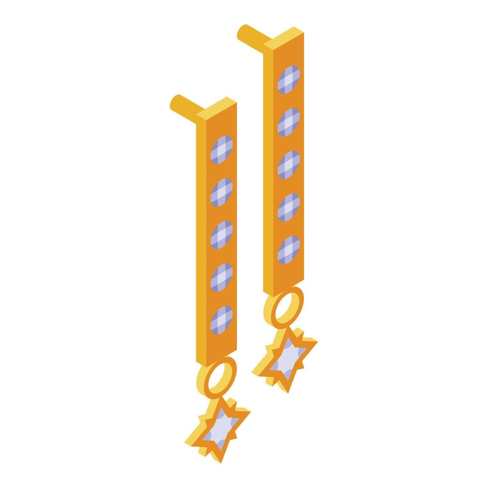 Gold star earrings icon, isometric style vector